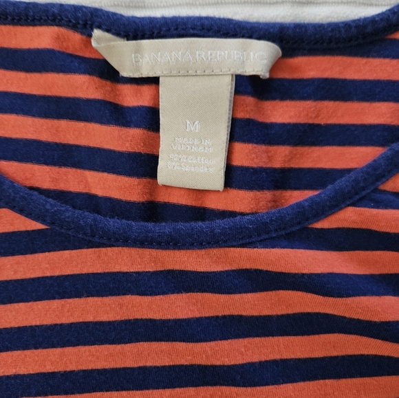 Banana Republic Striped Sleeveless Top - Orange and Navy Blue Size M - Picture 2 of 5